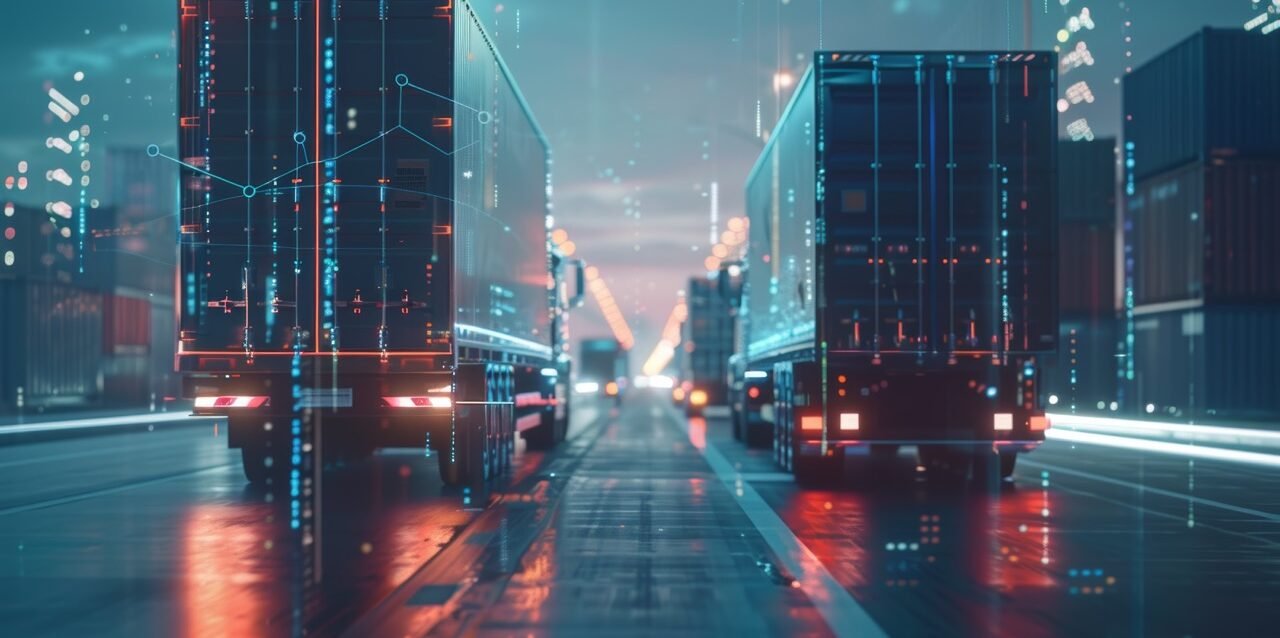 Intelligent logistics network  truck container cargo distribution with ai in import export industry