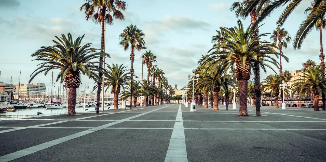 In the streets Port Vell of Barcelona. Spain.